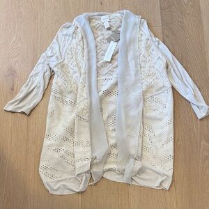 NWT Chico’s Cream Lace Women’s 3/4 Sleeve Cardigan size 1